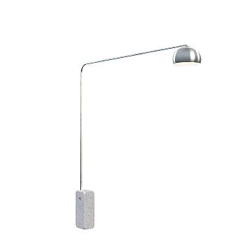 Piantana Contemporanea Corner Marmo Bianco Metallo Cromo 1 Luce E27