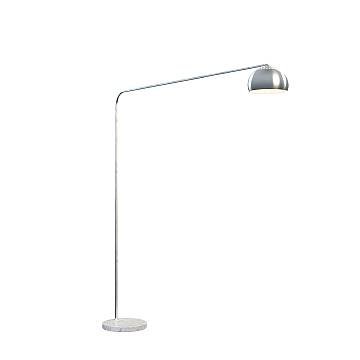 Piantana Contemporanea Corner Marmo Basso Bianco Metallo Cromo 1 Luce E27