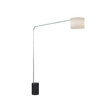 Piantana Contemporanea Corner Marmo Alto Nero Tessuto Bianco 1 Luce E27