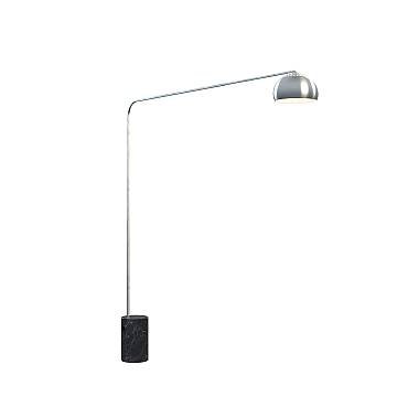 Piantana Contemporanea Corner Marmo Alto Nero Metallo Cromo 1 Luce E27