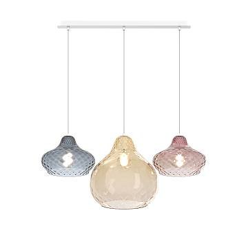 Lampadario Contemporaneo Dress Metallo Bianco Vetro Multicolor 3 Luci E27