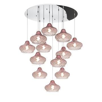 Lampadario Contemporaneo Dress Metallo Cromo Vetro Ruggine 12 Luci E27