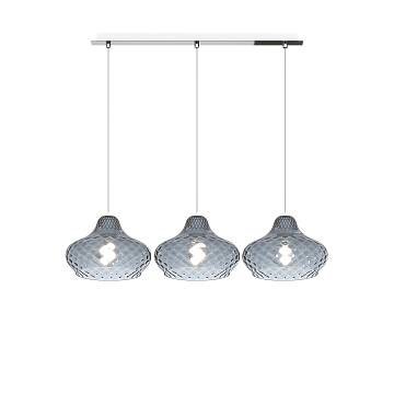 Lampadario Contemporaneo Dress Metallo Cromo Vetro Blu 3 Luci E27