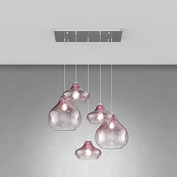 Lampadario Contemporaneo Dress Metallo Cromo Vetro Ruggine 5 Luci E27