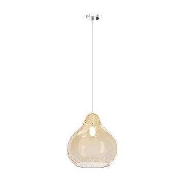 Lampadario Contemporaneo Dress Metallo Cromo Vetro Grande Ambra 1 Luce E27