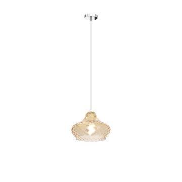 Lampadario Contemporaneo Dress Metallo Cromo Vetro Ambra 1 Luce E27