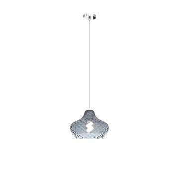 Lampadario Contemporaneo Dress Metallo Cromo Vetro Blu 1 Luce E27