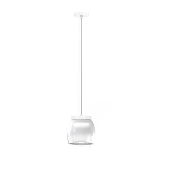 Lampadario Contemporaneo Drum Metallo Bianco Vetro 1 Luce Led 8W Calda