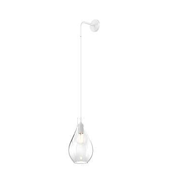 Applique Contemporanea Drop 2.0 Metallo Bianco Vetro Trasparente 1 Luce E27