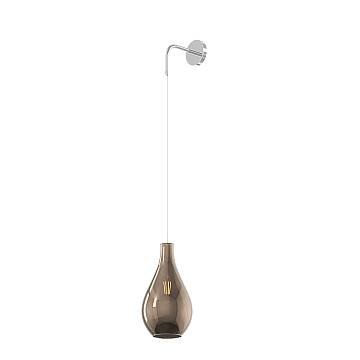 Applique Contemporanea Drop 2.0 Metallo Cromo Vetro Bronzo 1 Luce E27