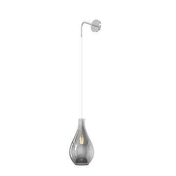 Applique Contemporanea Drop 2.0 Metallo Cromo Vetro Fumè 1 Luce E27