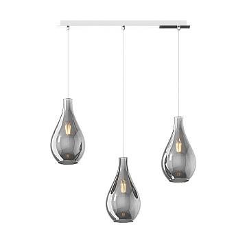 Lampadario Contemporaneo Drop 2.0 Metallo Cromo Vetro Fumè 3 Luci E27