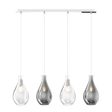 Lampadario Contemporaneo Drop 2.0 Metallo Cromo Vetro Trasp-Fumè 4 Luci E27