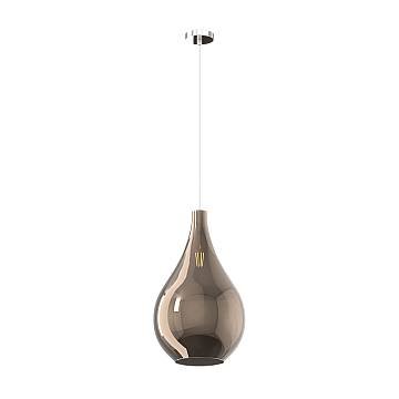 Lampadario Contemporaneo Drop 2.0 Metallo Cromo Vetro Grande Bronzo 1 Luce E27