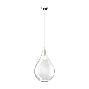 Lampadario Contemporaneo Drop 2.0 Metallo Cromo Vetro Grande Trasp 1 Luce E27