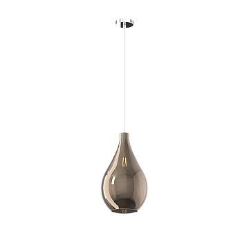 Lampadario Contemporaneo Drop 2.0 Metallo Cromo Vetro Medio Bronzo 1 Luce E27