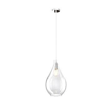 Lampadario Contemporaneo Drop 2.0 Metallo Cromo Vetro Medio Trasp 1 Luce E27