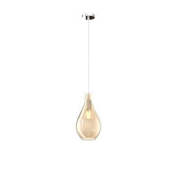 Lampadario Contemporaneo Drop 2.0 Metallo Cromo Vetro Ambra 1 Luce E27