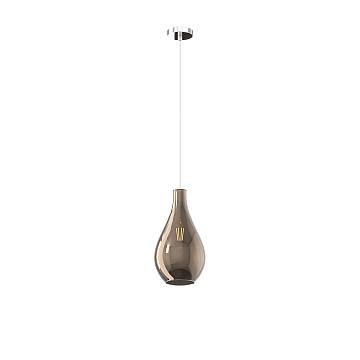 Lampadario Contemporaneo Drop 2.0 Metallo Cromo Vetro Bronzo 1 Luce E27