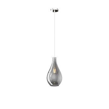 Lampadario Contemporaneo Drop 2.0 Metallo Cromo Vetro Fumè 1 Luce E27