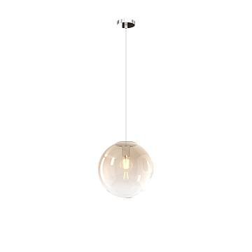 Sopsensione Moderna Big Eclipse Metallo Cromo Vetro Ambra 1 Luce E27 D25