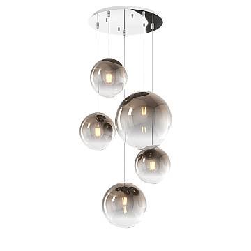 Lampadario Moderno Big Eclipse Metallo Cromo Vetro Bronzo 5 Luci E27