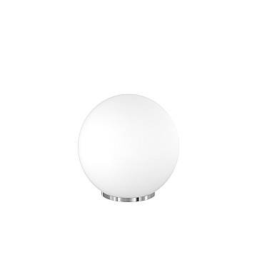 Lampada Scrivania Contemporanea Mars Metallo Cromo Vetro Bianco 1 Luce E27 D30Cm