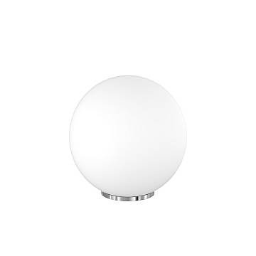 Lampada Scrivania Contemporanea Mars Metallo Cromo Vetro Bianco 1 Luce E27 D35Cm