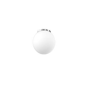 Plafoniera Contemporanea Mars Metallo Cromo Vetro Bianco 1 Luce E27 D20Cm