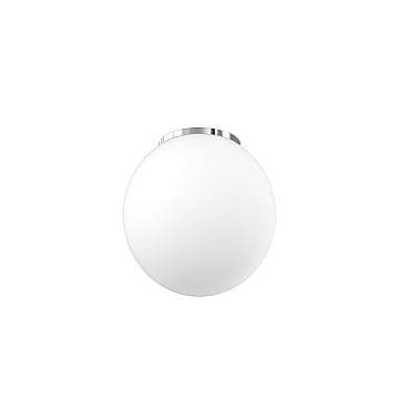 Plafoniera Contemporanea Mars Metallo Cromo Vetro Bianco 1 Luce E27 D30Cm