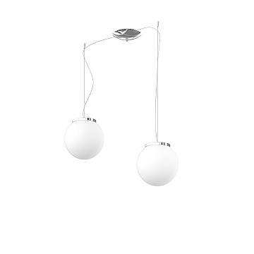 Lampadario Contemporaneo Mars Metallo Cromo Vetro Bianco 2 Luci E27 D20Cm