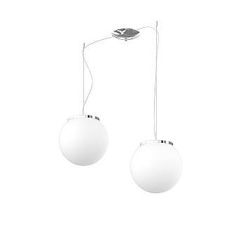 Lampadario Contemporaneo Mars Metallo Cromo Vetro Bianco 2 Luci E27 D25Cm