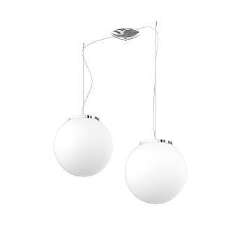 Lampadario Contemporaneo Mars Metallo Cromo Vetro Bianco 2 Luci E27 D30Cm