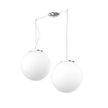 Lampadario Contemporaneo Mars Metallo Cromo Vetro Bianco 2 Luci E27 D35Cm