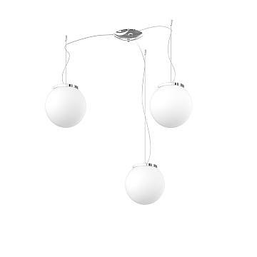 Lampadario Contemporaneo Mars Metallo Cromo Vetro Bianco 3 Luci E27 D20Cm