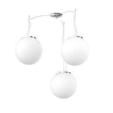 Lampadario Contemporaneo Mars Metallo Cromo Vetro Bianco 3 Luci E27 D30Cm