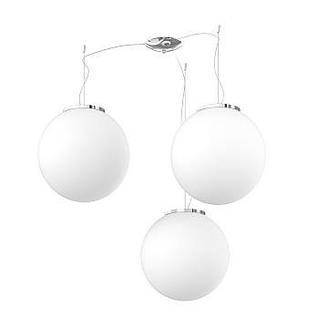 Lampadario Contemporaneo Mars Metallo Cromo Vetro Bianco 3 Luci E27 D35Cm