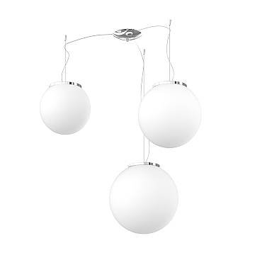 Lampadario Contemporaneo Mars Metallo Cromo Vetro Mix Bianco 3 Luci E27