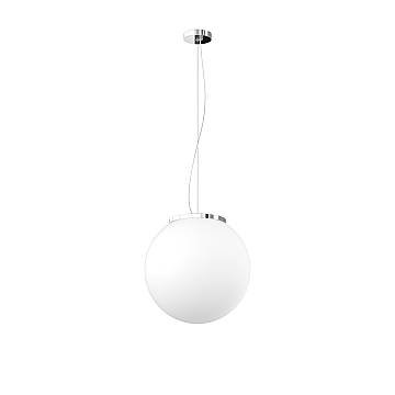 Lampadario Contemporaneo Mars Metallo Cromo Vetro Bianco 1 Luce E27 D30Cm