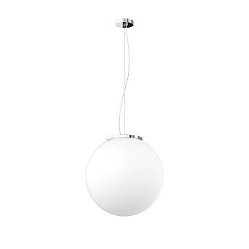 Lampadario Contemporaneo Mars Metallo Cromo Vetro Bianco 1 Luce E27 D35Cm