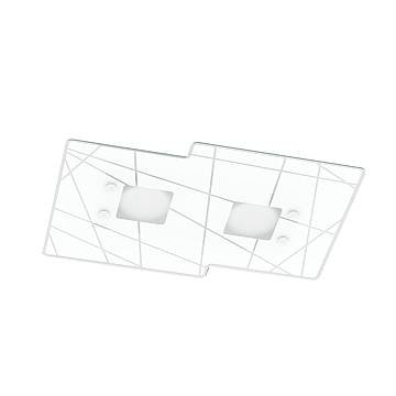 Plafoniera Contemporanea Focus Metallo Bianco Vetro 2 Luci Gx53
