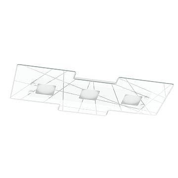 Plafoniera Contemporanea Focus Metallo Bianco Vetro 3 Luci Gx53