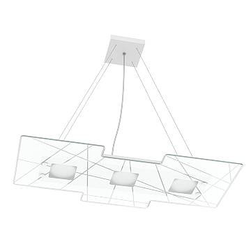 Lampadario Contemporaneo Focus Metallo Bianco Vetro 3 Luci Gx53