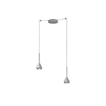 Lampadario Moderno Aygo Metallo Color Alluminio 2 Luci Gu10