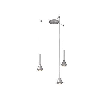 Lampadario Moderno Aygo Metallo Color Alluminio 3 Luci Gu10