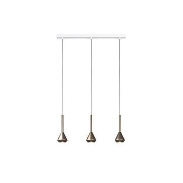 Lampadario Moderno Rettangolare Aygo Metallo Bianco E Bronzo 3 Luci Gu10