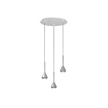 Lampadario Moderno Aygo Metallo Bianco E Alluminio 3 Luci Gu10