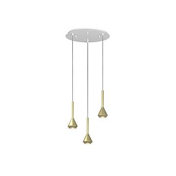 Lampadario Moderno Aygo Metallo Bianco E Ottone 3 Luci Gu10