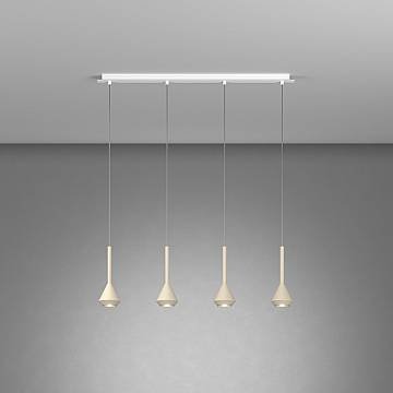 Lampadario Moderno Aygo Metallo Bianco E Sabbia 4 Luci Gu10