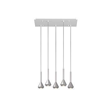 Lampadario Moderno Aygo Rettangolare Metallo Bianco E Alluminio 5 Luci Gu10